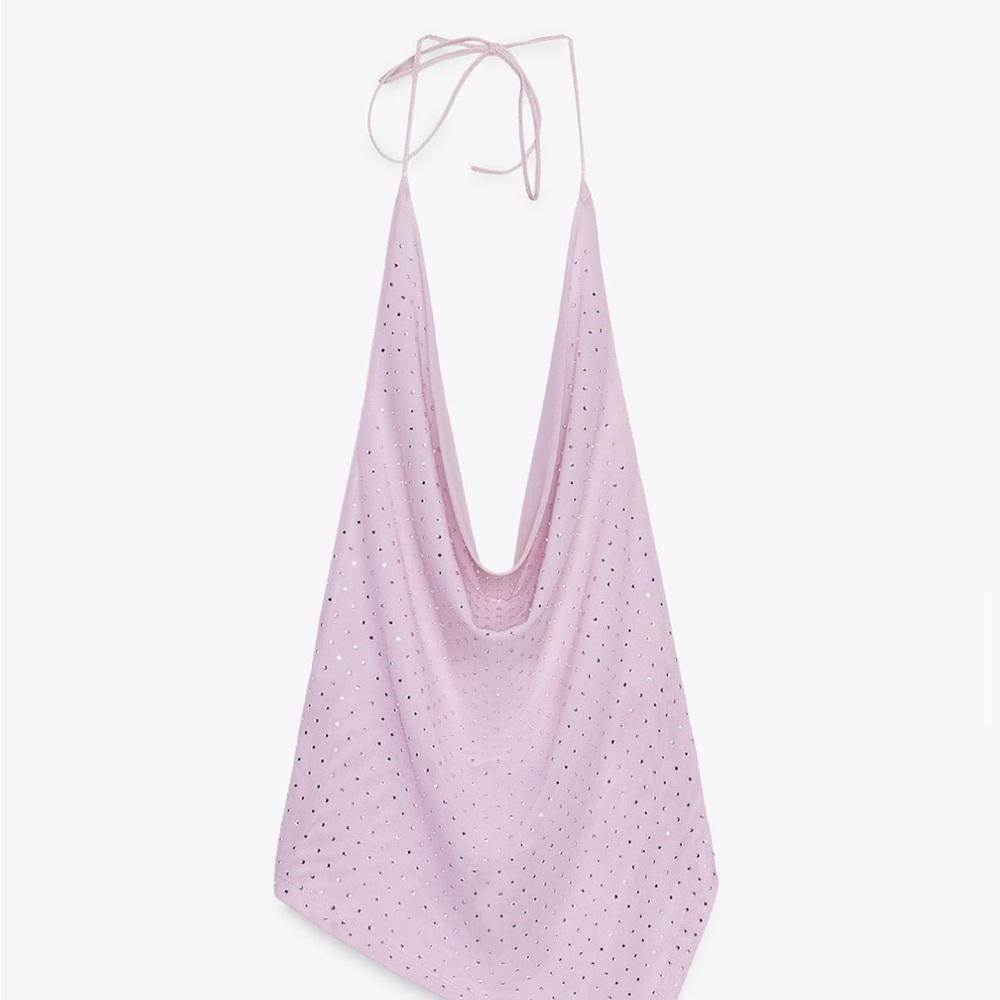 Zara Light Pink Halter Tulle Top